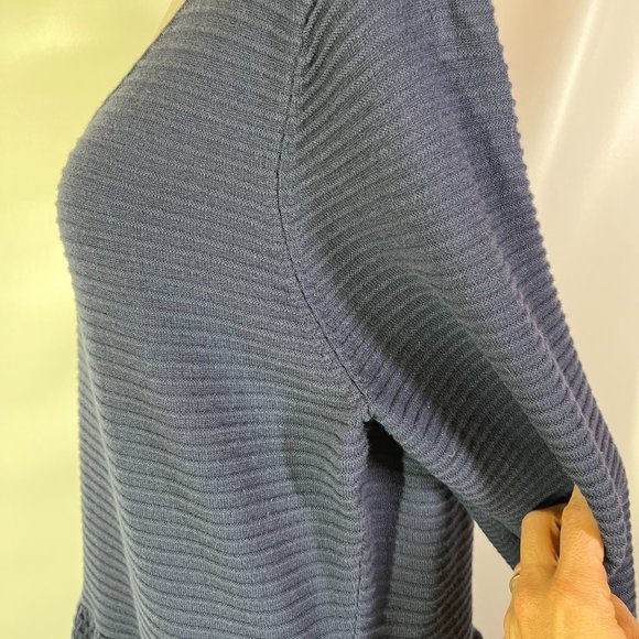 Boden US 18L Navy Blue Libby Textured Sweater Dress 3/4 Sleeve Cotton Wool Blend - Picture 5 of 10